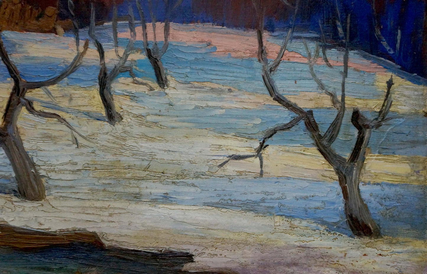 Winter Tkachenko M.S. oil painting of bare trees in snowy landscape