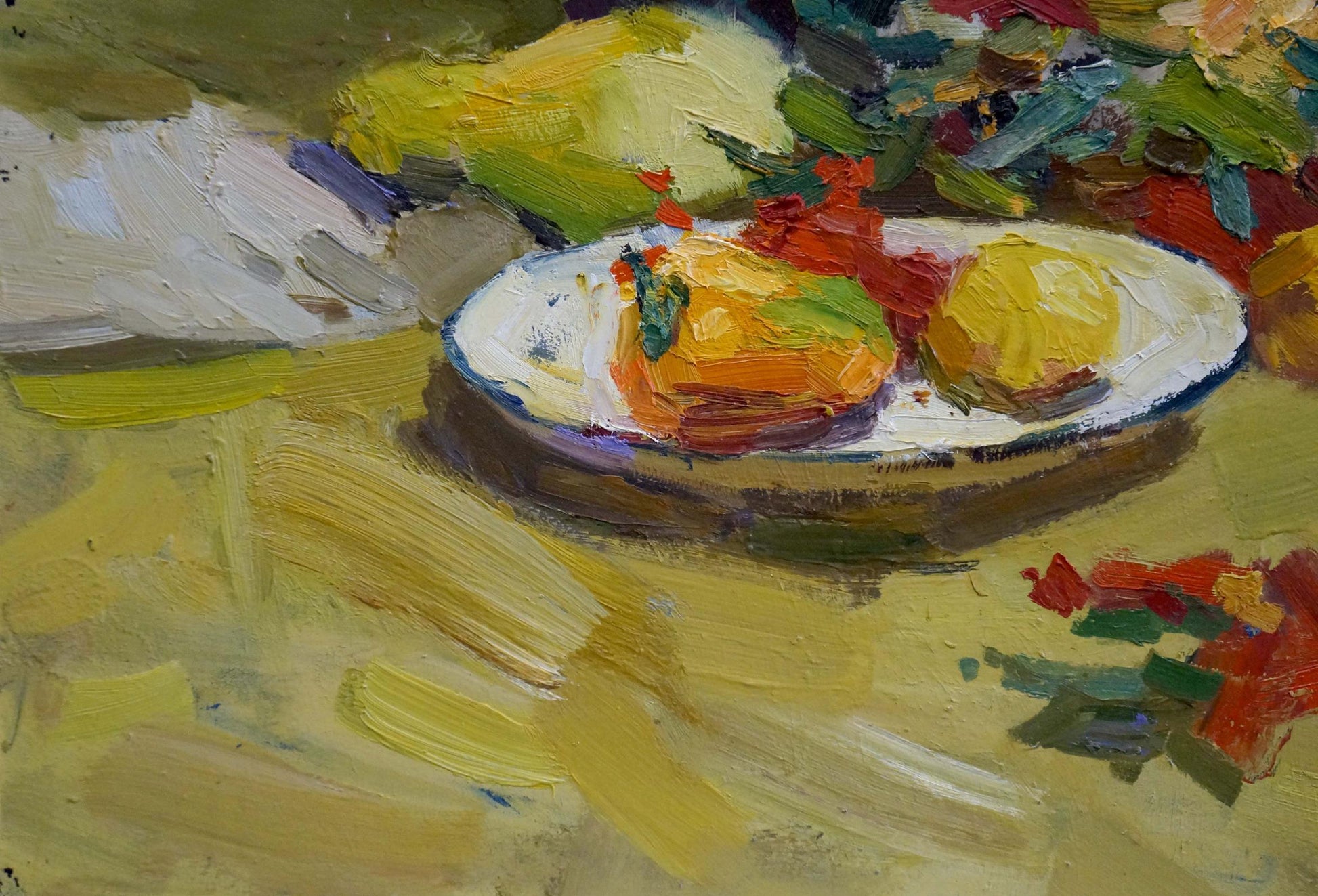 Oil painting by Dmitriev Alexander Vladimirovich: plate with orange fruits
