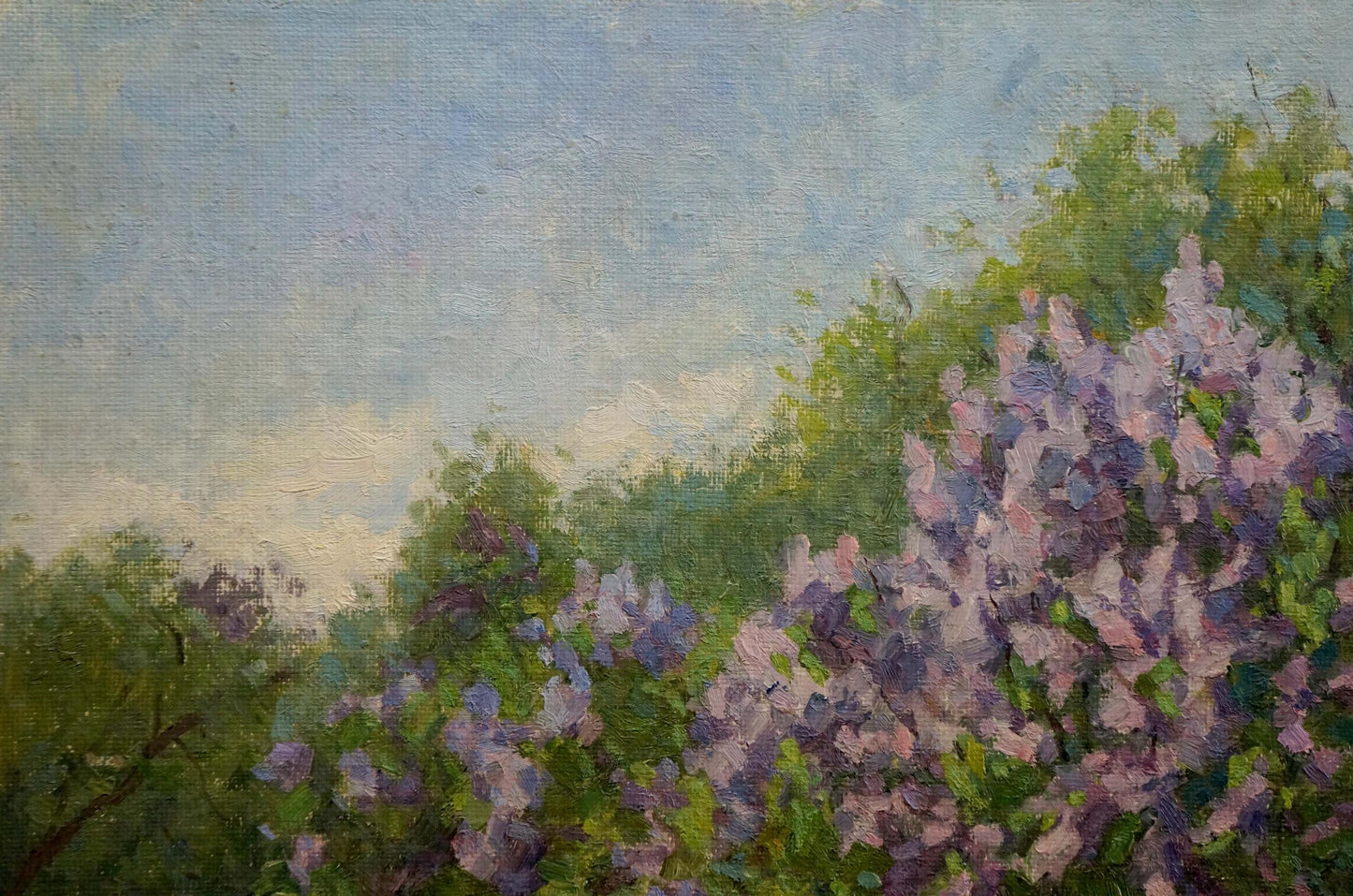 Oil painting of lush purple lilac blooms by Fedorov Nikolay Alekseevich