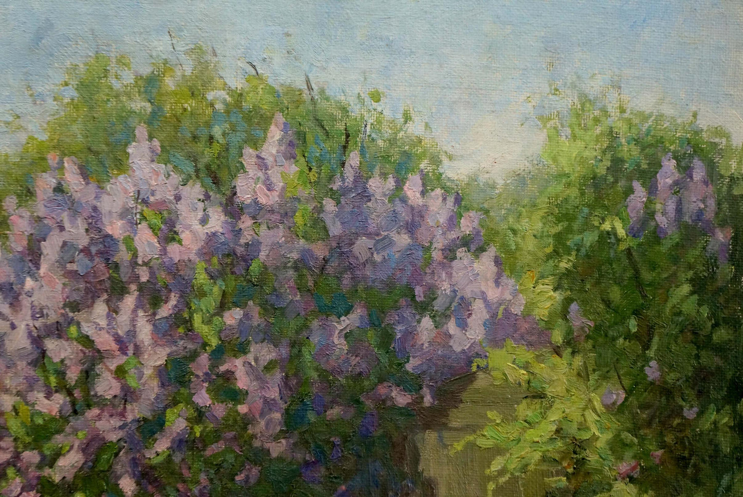 Oil painting of lush purple lilac blooms by Fedorov Nikolay Alekseevich