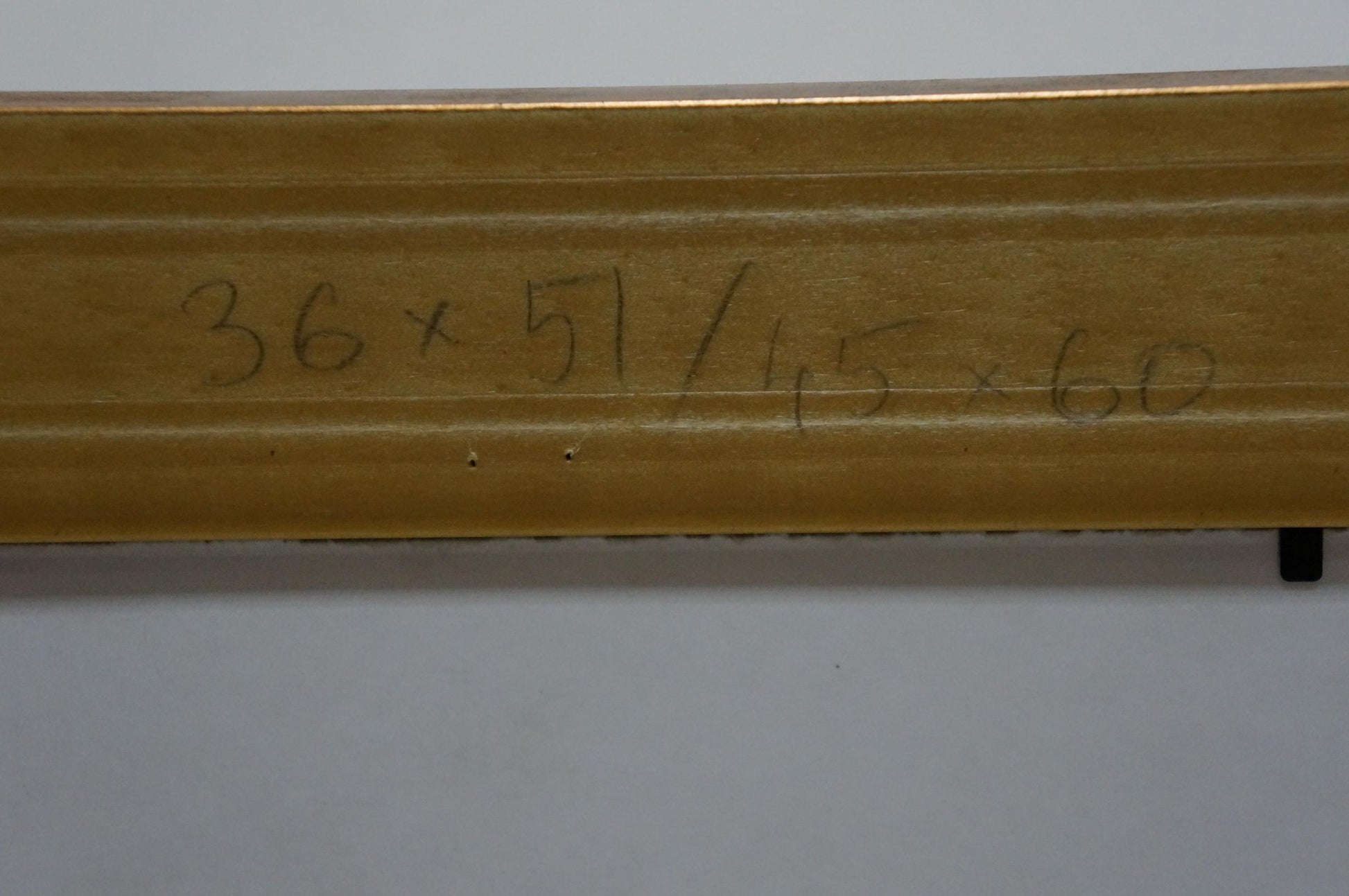 Gold ornate wooden frame back with engraved measurements for Oil painting Tennis players