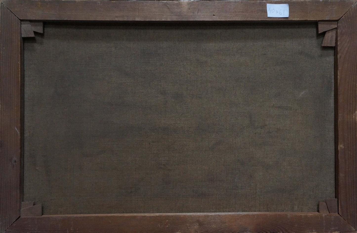 Back of wooden-framed oil painting Forest and long road by unknown artist