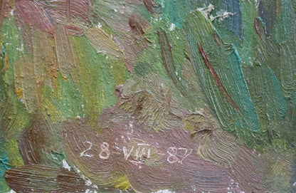 Oil painting Road to the Forest by Gantman Moisey Faibovich, signed 28 VII 87