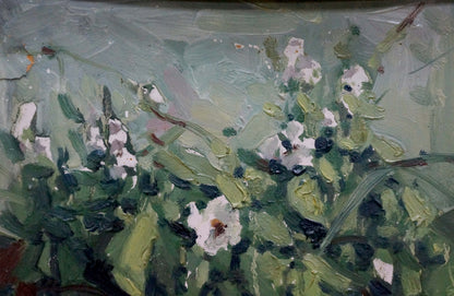 Oil painting of white flowers bouquet by Kompaniyets-Kiyanchenko Nadezhda Dmitriyevna