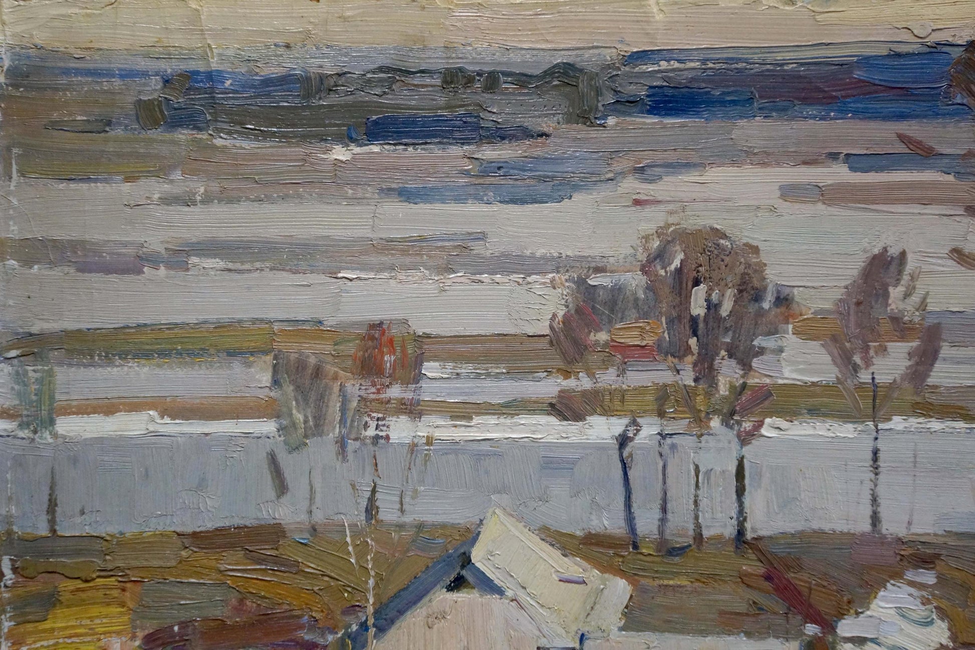 Oil painting of village landscape by Lomykin Konstantin Matveevich