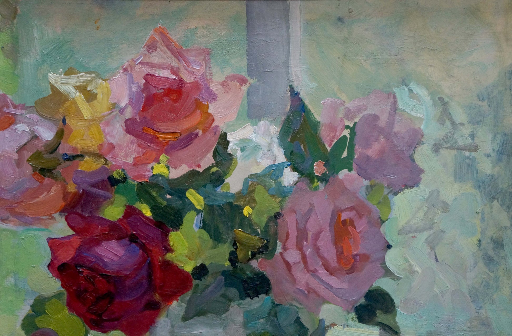 Vibrant oil painting of pink, red, purple grape flowers by Merkuryev Alexey Efimovich