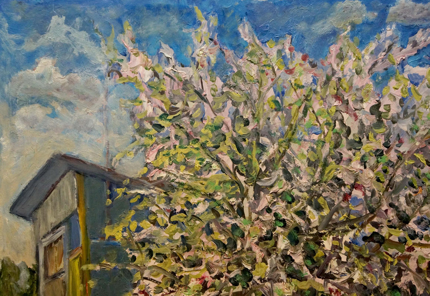 Vibrant impressionistic oil painting of blossoming tree by Kisel Ivan Gordeevich