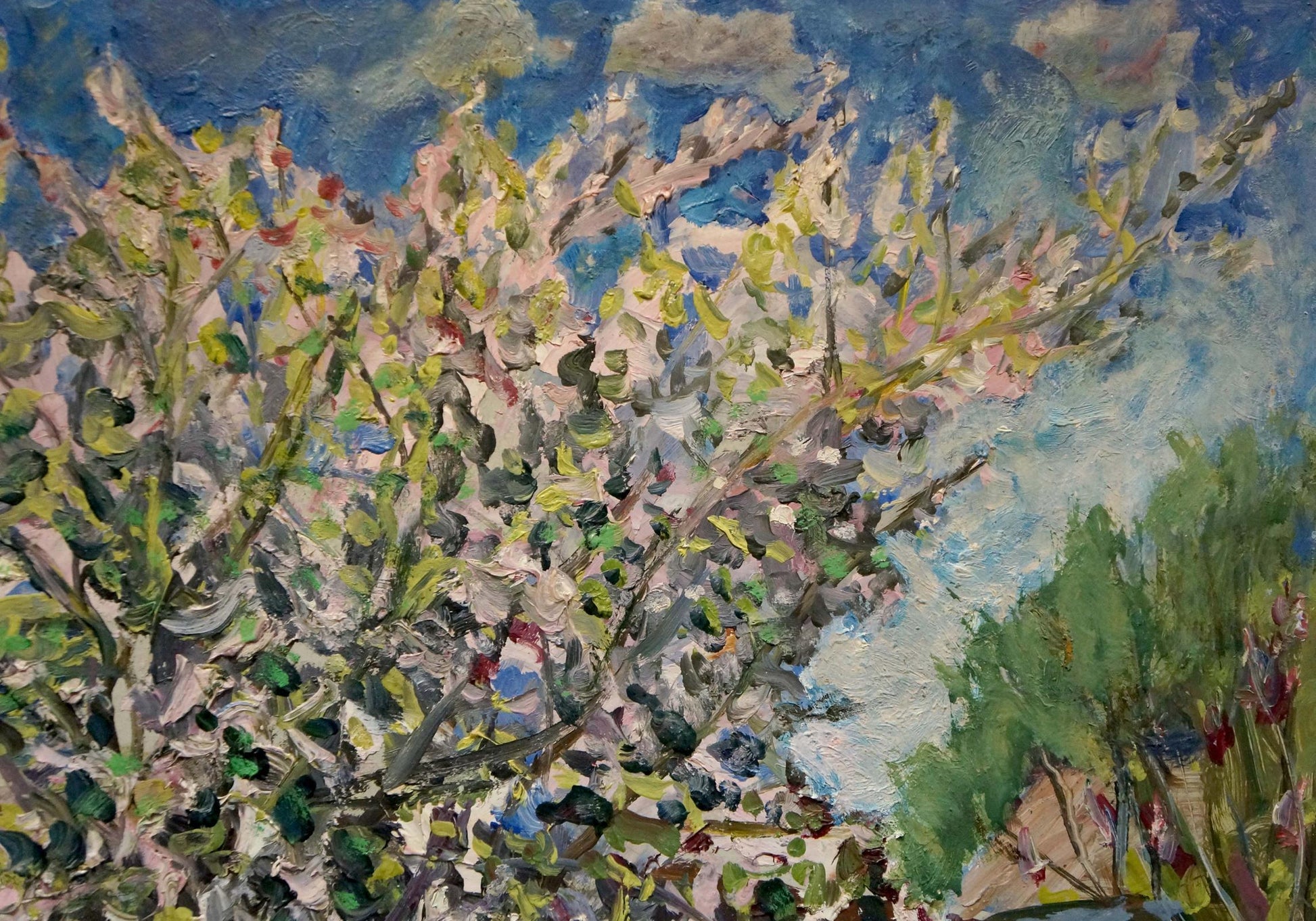 Vibrant impressionist oil painting of blossoming tree by Kisel Ivan Gordeevich