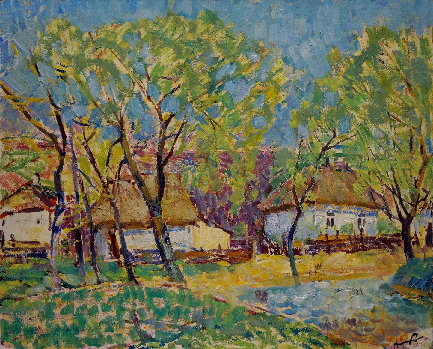 Vibrant impressionist oil painting Village Kisel by Ivan Gordeevich