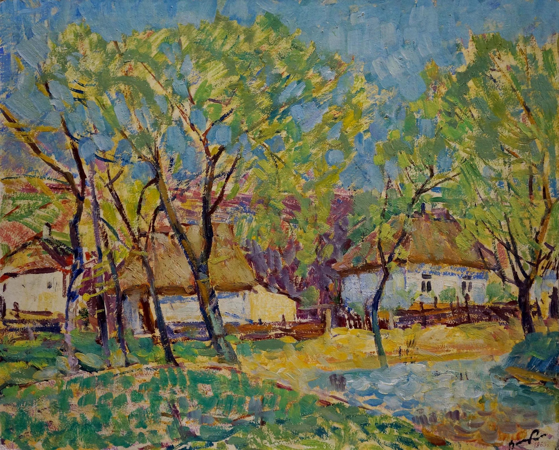 Vibrant impressionist oil painting Village Kisel by Ivan Gordeevich