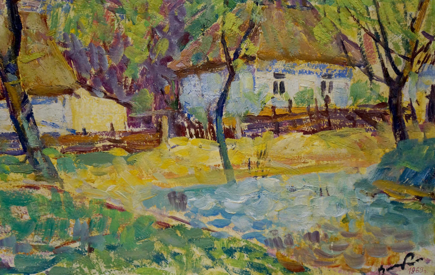 Vibrant impressionist oil painting Village Kisel by Ivan Gordeevich