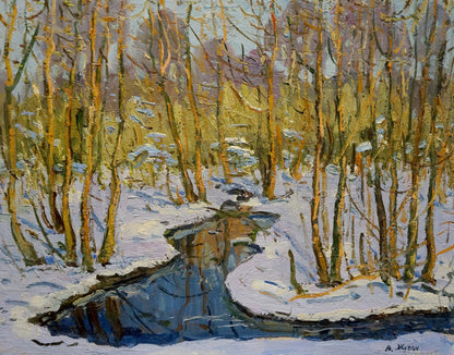 Winter landscape oil painting by Zhugan Vladimir Alexandrovich