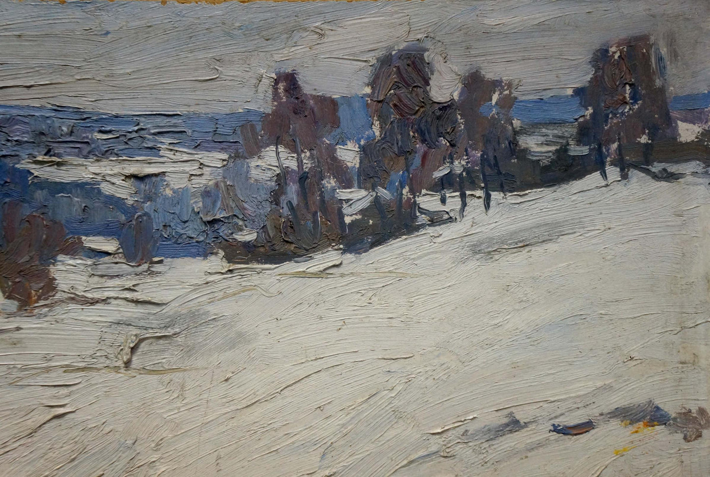 Oil painting Winter by Chizhonkov Alexander Timofeevich, coastal scene