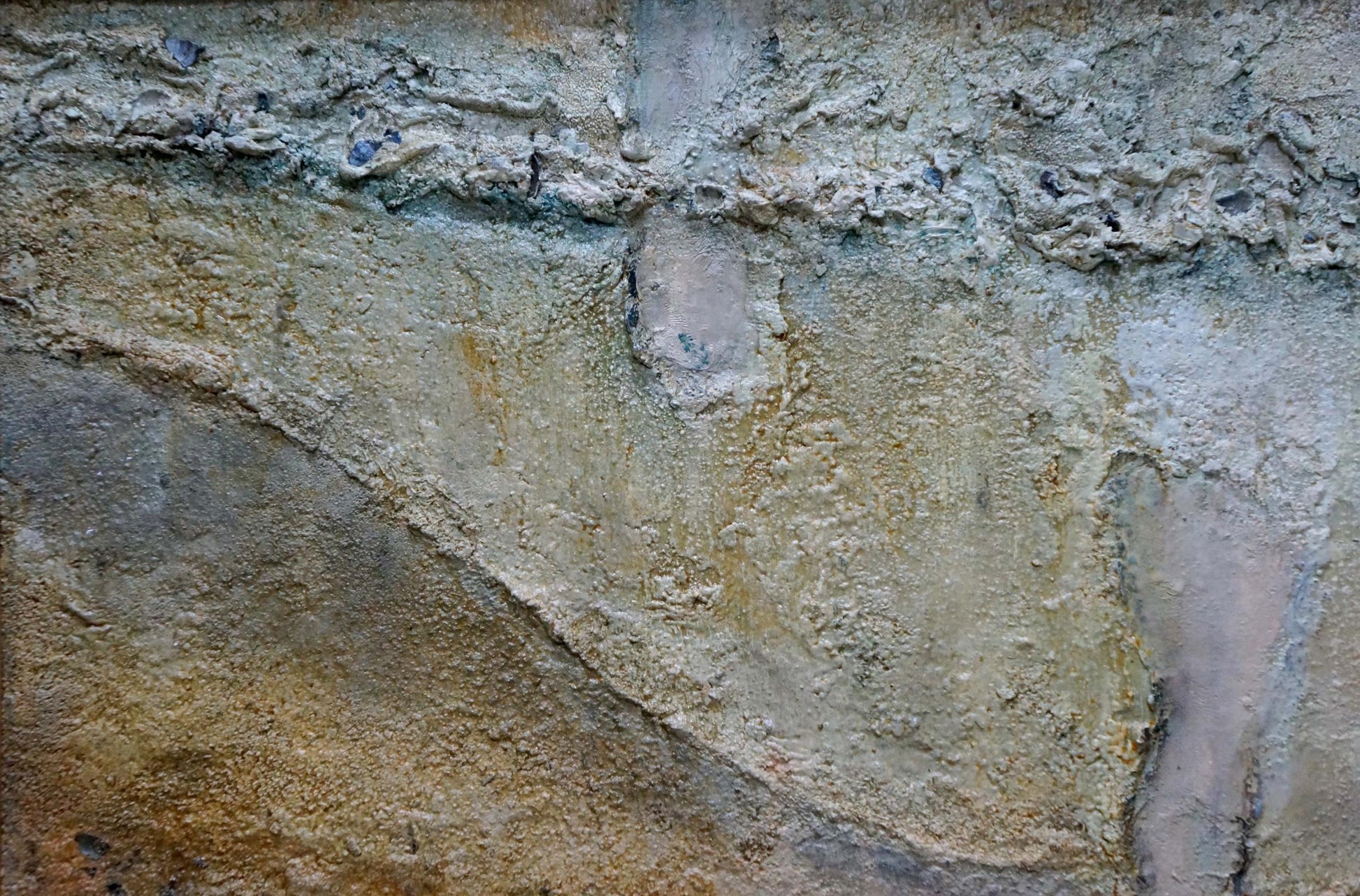Oil painting Bogolyubov S. Bather on weathered concrete wall with textured discoloration