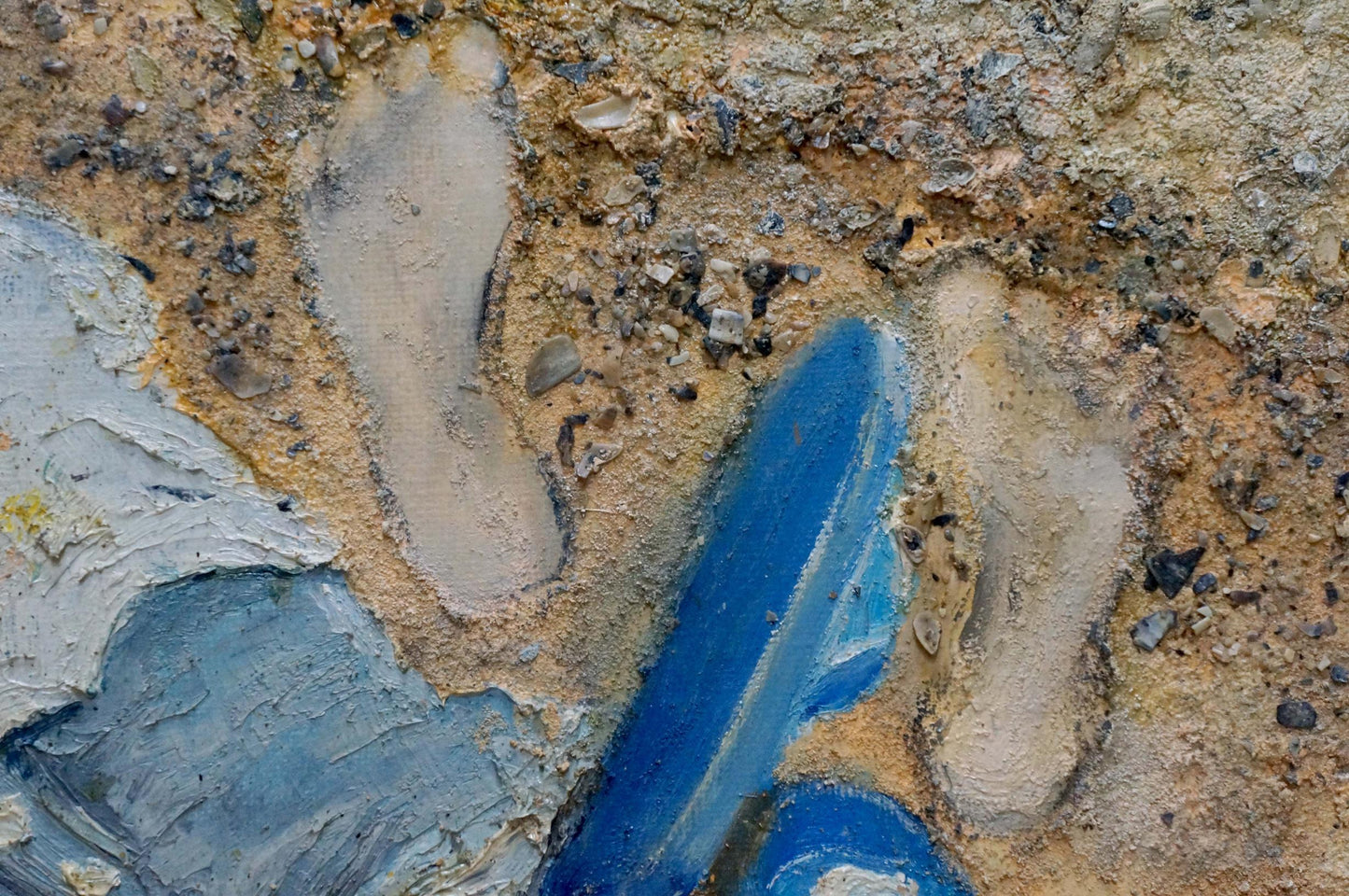 Vibrant blue shoe print in earthy terrain, Bogolyubov S. Bather oil painting