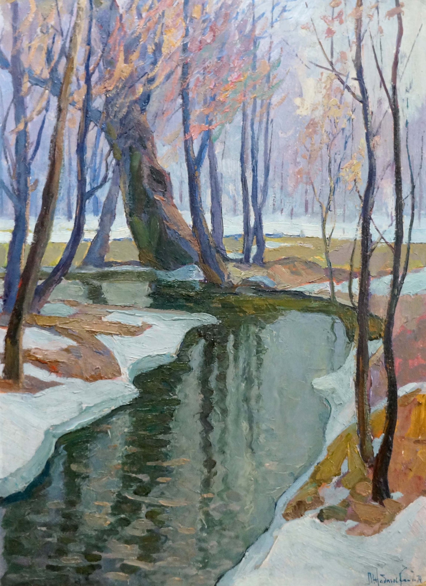Serene winter landscape oil painting by Zhabinsky Leonid Andreevich