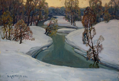 Serene winter morning oil painting by Karmaz Nikolay Afanasevich