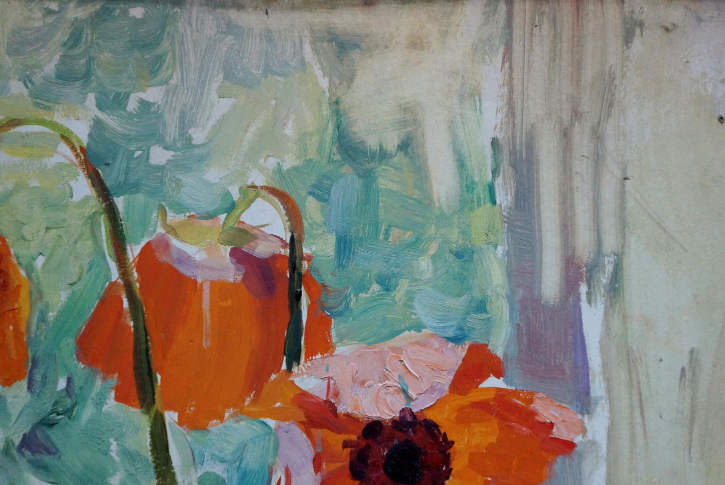 Vibrant orange poppy oil painting by Tolokonnikova Margarita Nikolaevna