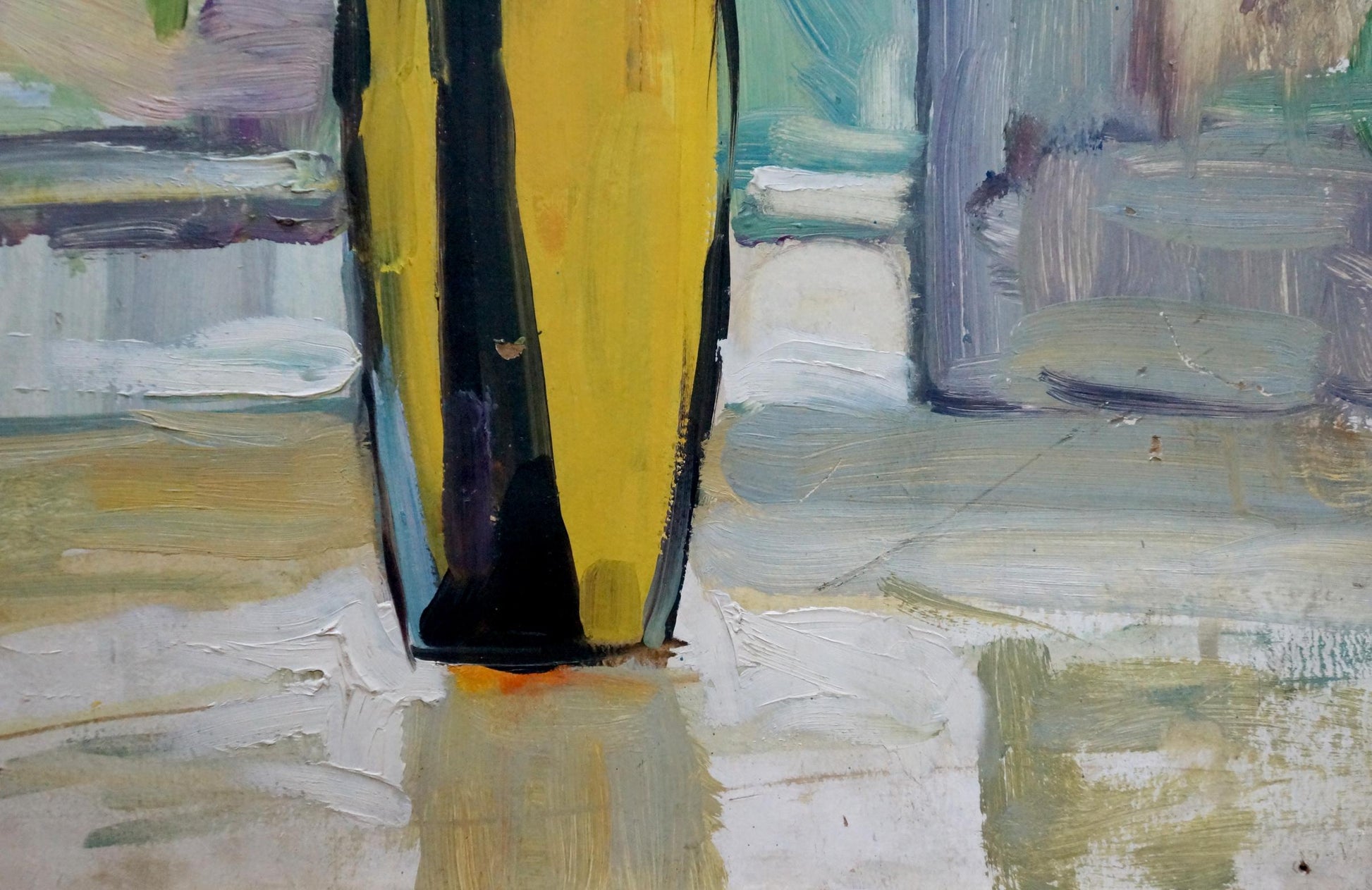 Vibrant yellow black abstract oil painting Poppies by Tolokonnikova Margarita Nikolaevna