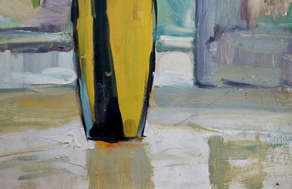 Vibrant yellow black abstract oil painting Poppies by Tolokonnikova Margarita Nikolaevna