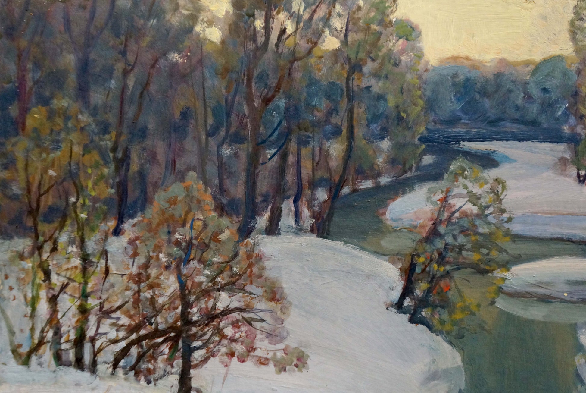 Oil painting Winter morning by Karmaz Nikolay Afanasevich, serene snowy landscape
