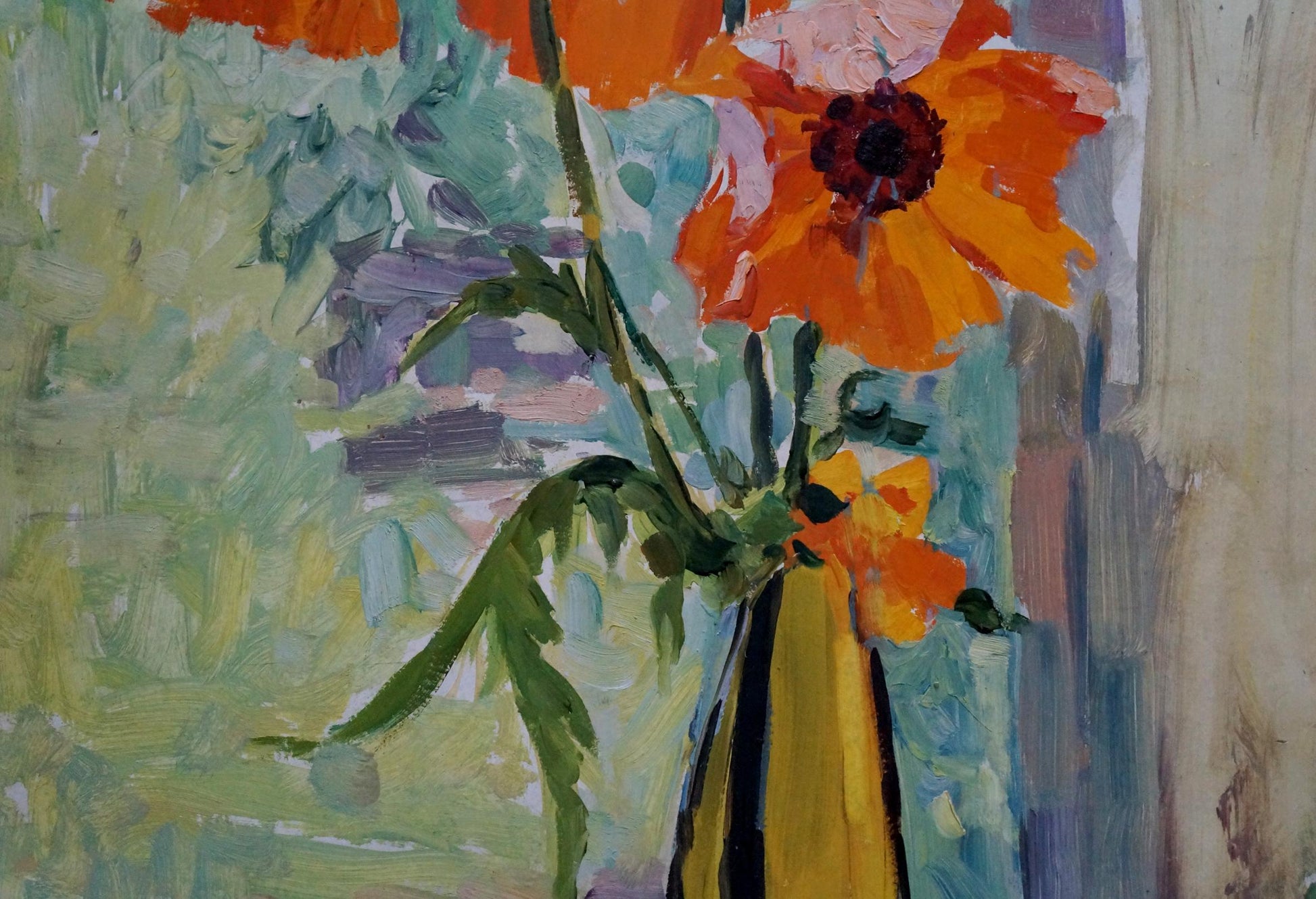 Vibrant orange poppies oil painting by Tolokonnikova Margarita Nikolaevna