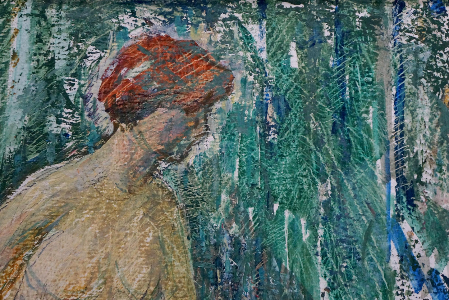 Oil painting portrait of female figure with reddish-orange hair by Golovanov Vladimir Fedorovic
