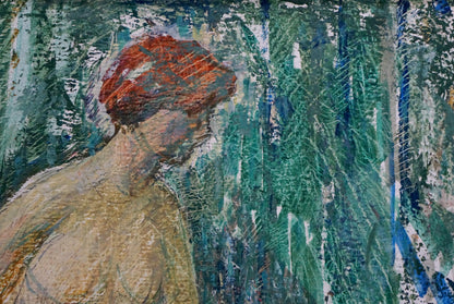 Oil painting portrait of female figure with reddish-orange hair by Golovanov Vladimir Fedorovic