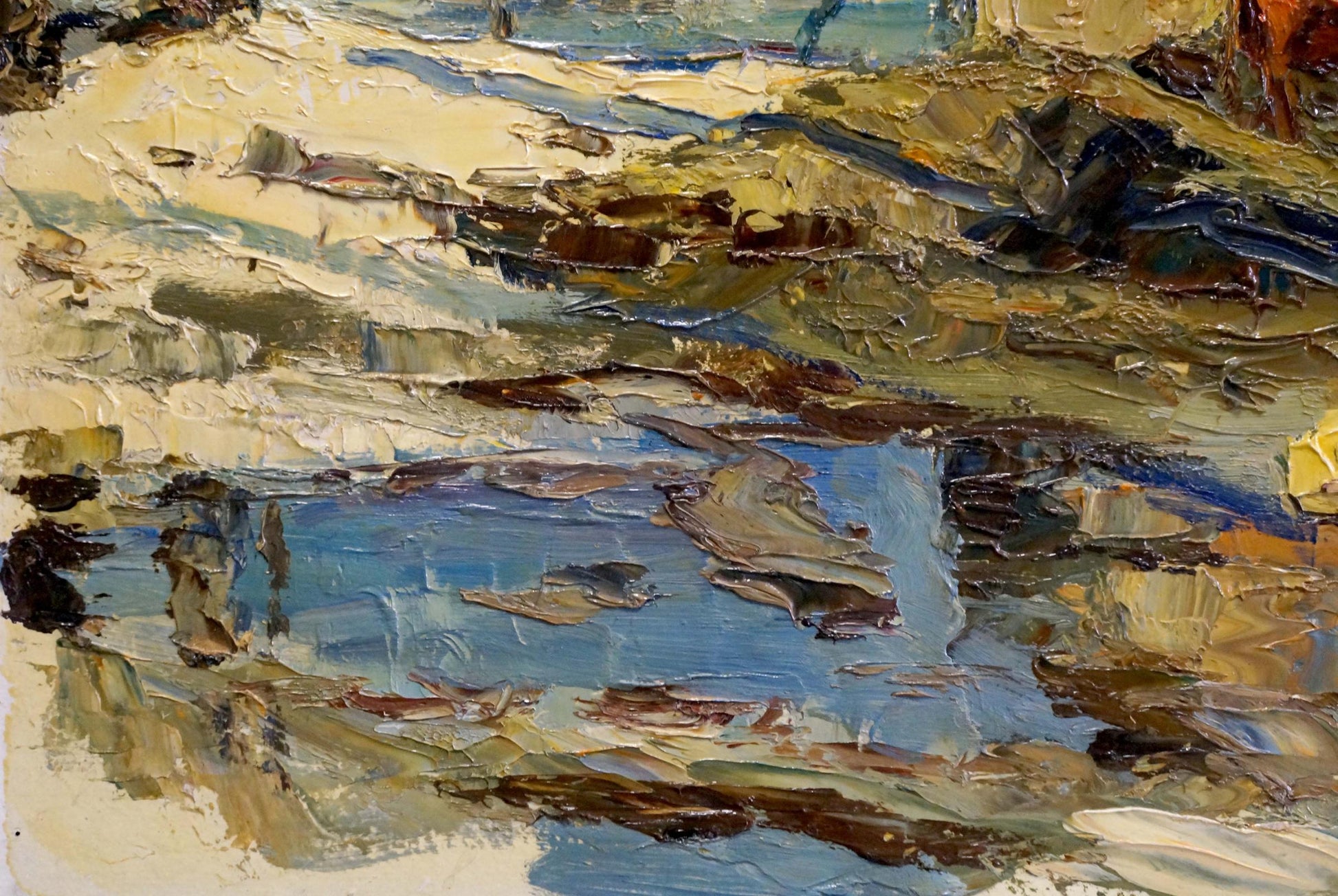 Impasto textured rocky shoreline oil painting by Sidorov Alexey Evdokimovich