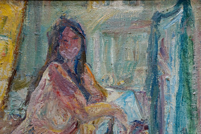 Soft-focus oil painting portrait of female figure by Lebedeva Valentina Nikolaevna