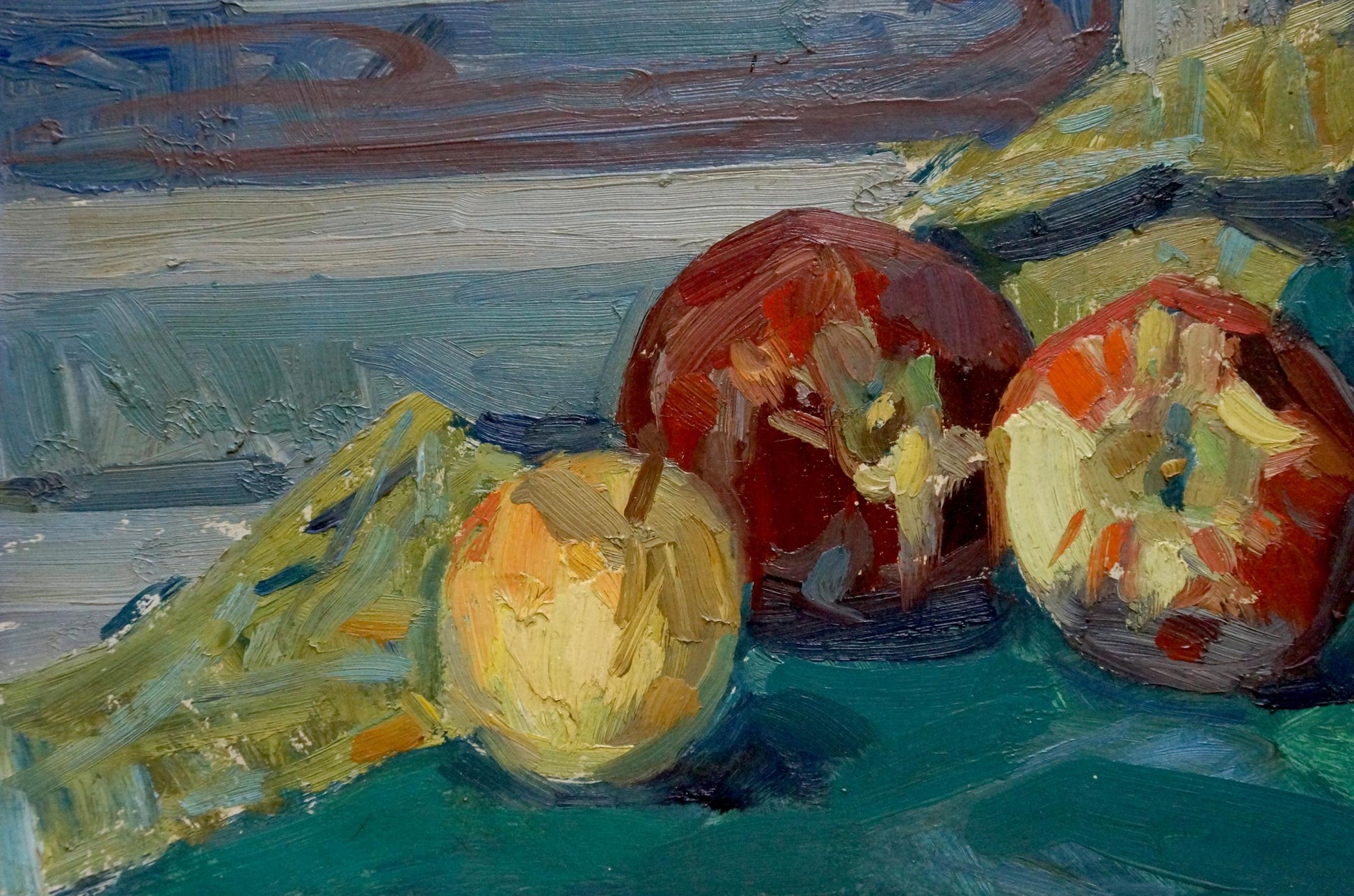 Oil painting Still life by Bortnikov Nikolay Fedorovich: three impasto apples