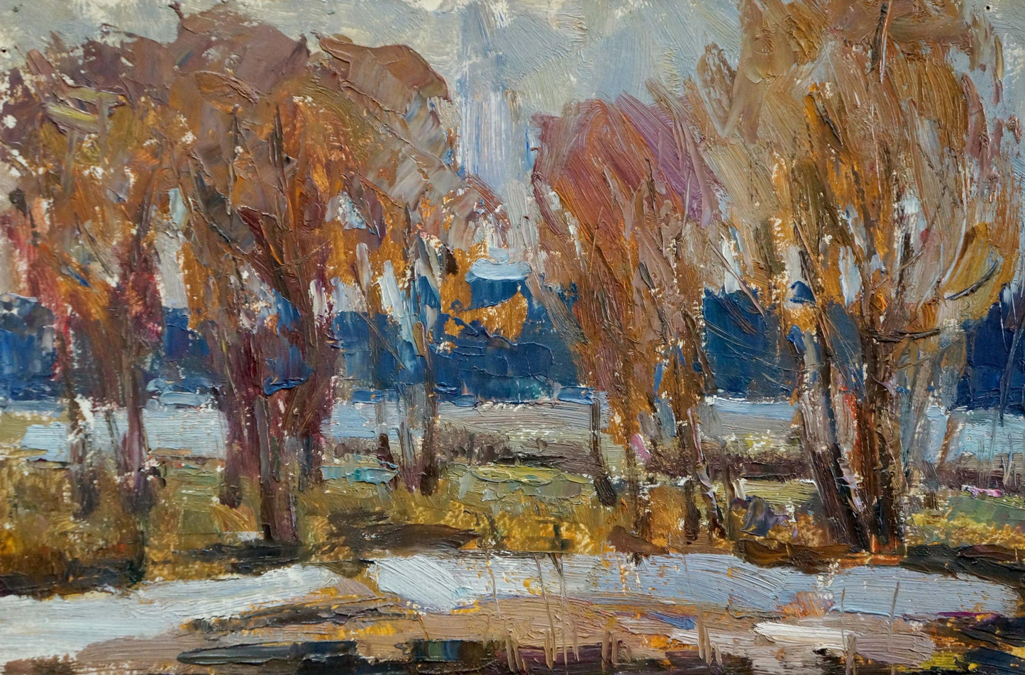 Autumnal trees in warm browns and oranges by Sidorov Alexey Evdokimovich