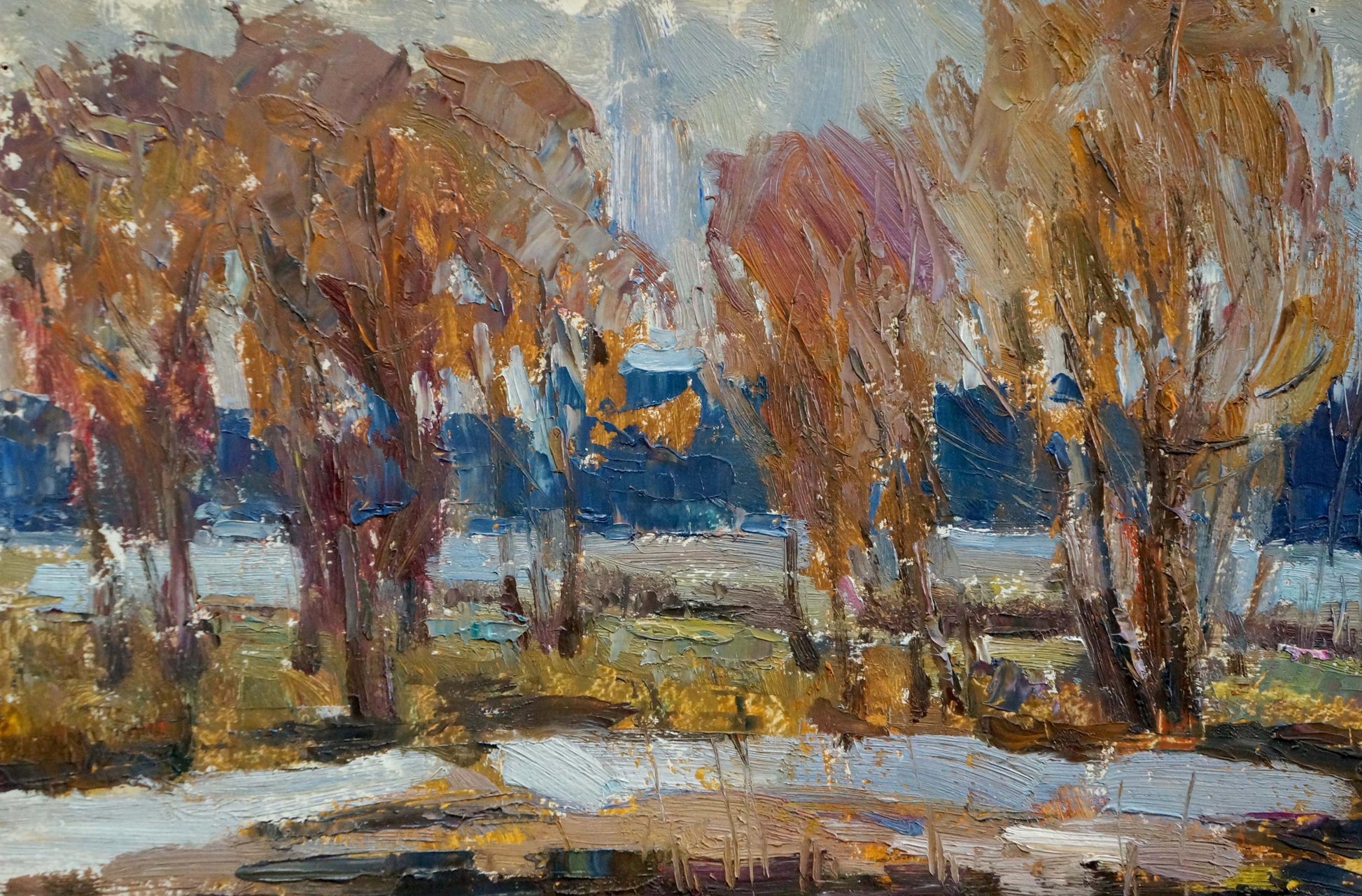 Autumnal trees in warm browns and oranges by Sidorov Alexey Evdokimovich