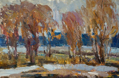 Autumnal trees in warm browns and oranges by Sidorov Alexey Evdokimovich
