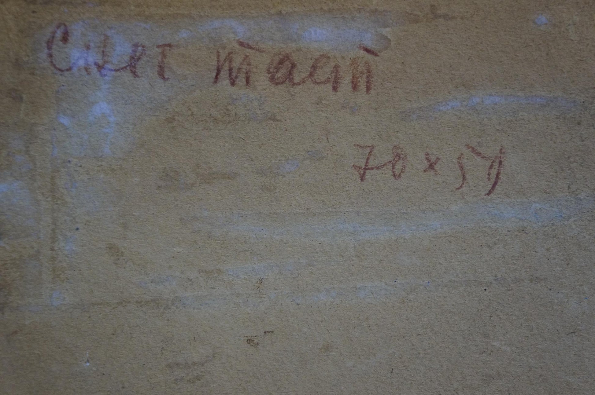 Handwritten inscription on back of Oil painting Snow melts by Sidorov Alexey Evdokimovich