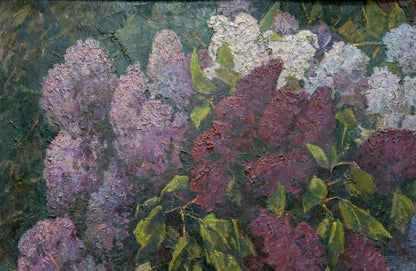 Textured oil painting of lilac bouquet by Mozok Valery Leontyevich