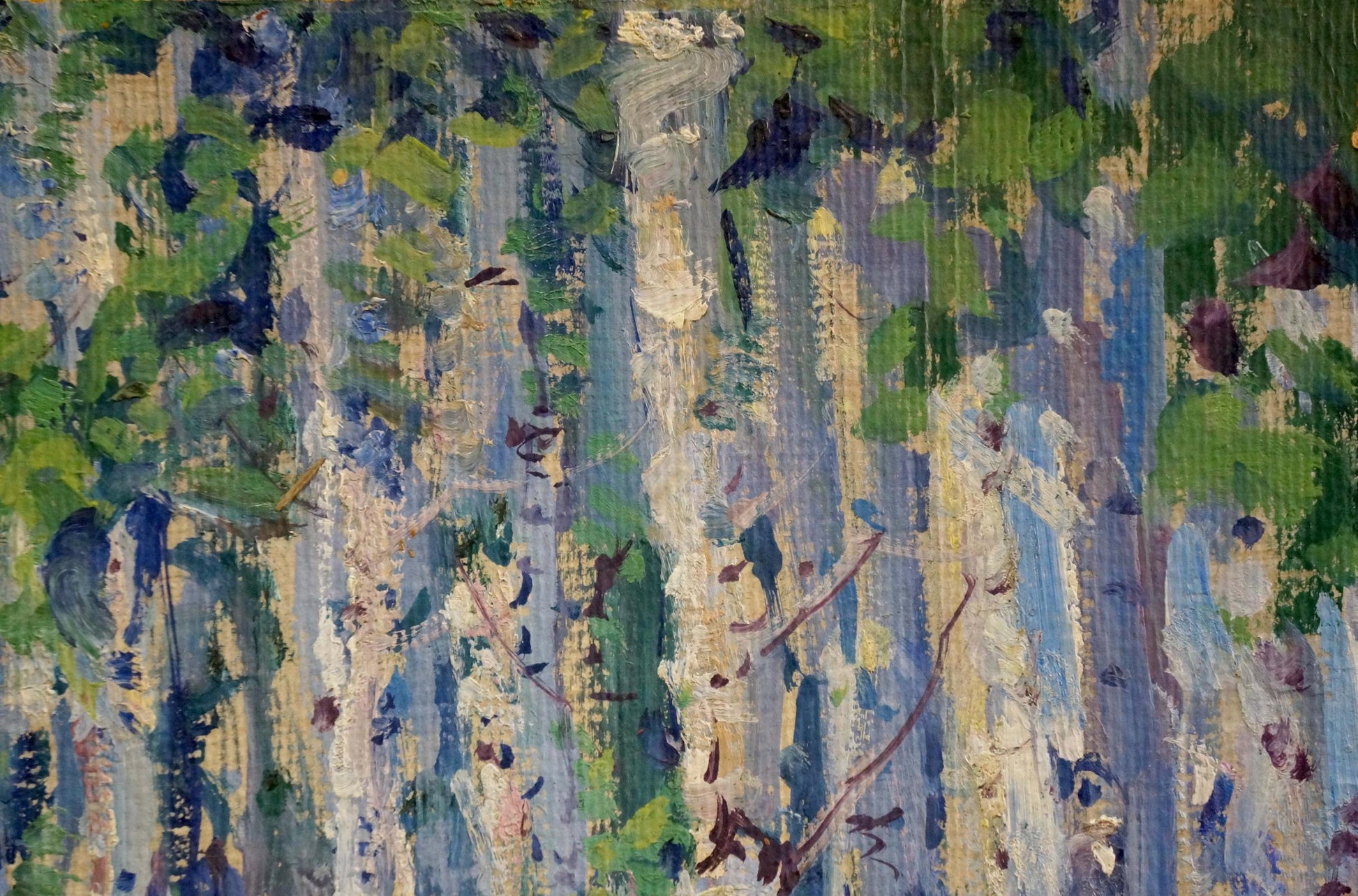 Oil painting Blue birch by Fomin Anatoly Nikiforovich, textured impressionist strokes
