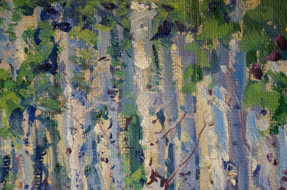 Oil painting Blue birch by Fomin Anatoly Nikiforovich, textured impressionist strokes