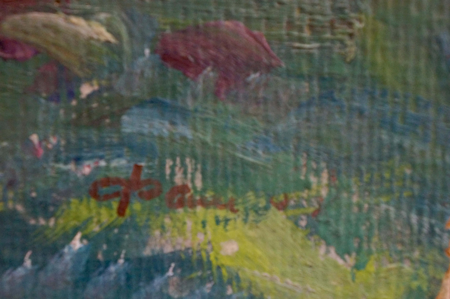 Oil painting of blue birch by Fomin Anatoly Nikiforovich with water lilies