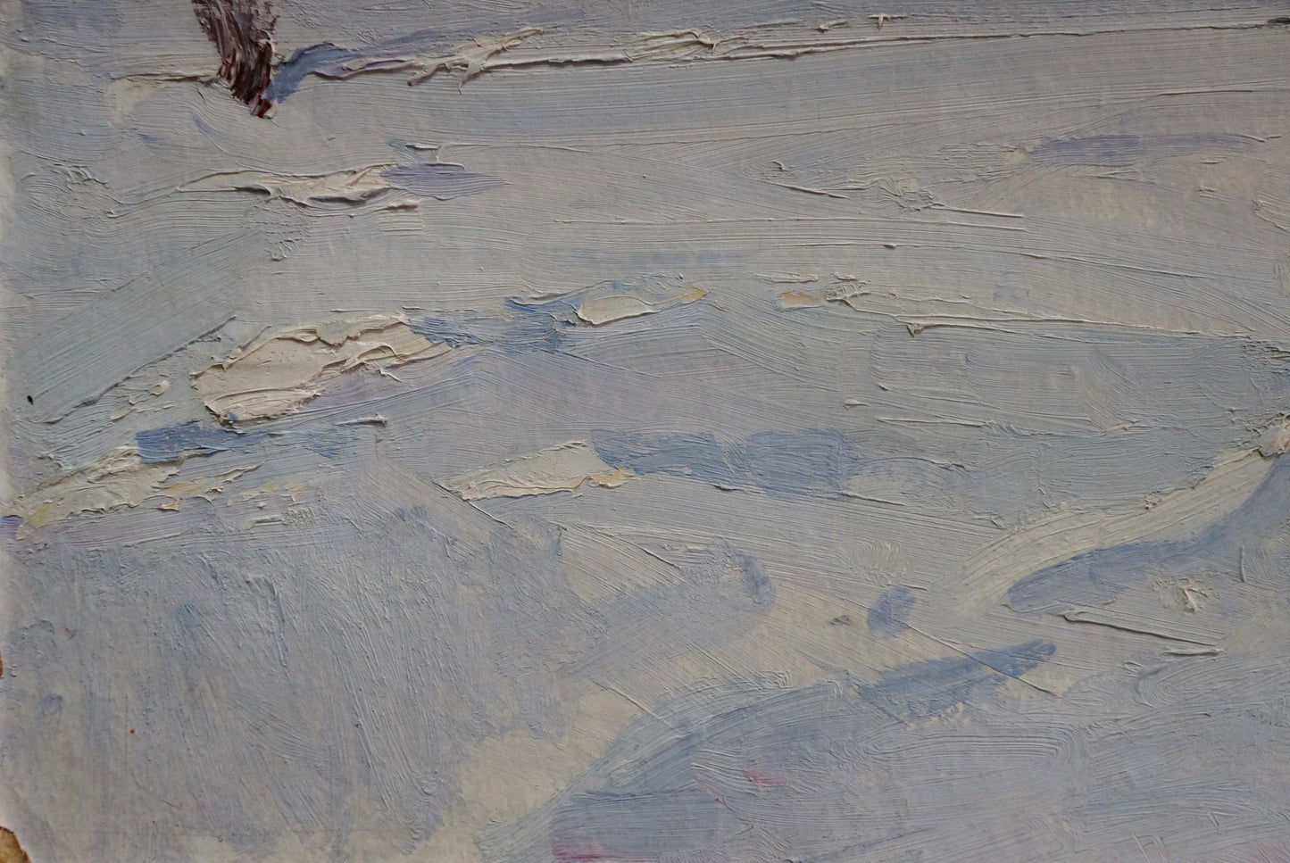 Textured impressionistic oil painting of winter landscape by Petrov Georgy Petrovich