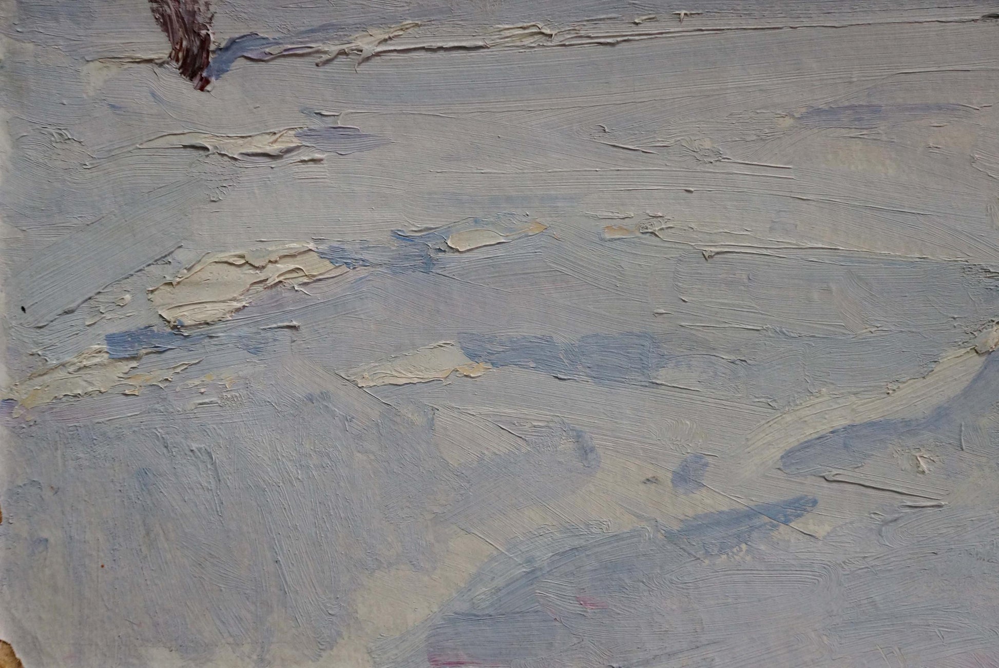 Textured impressionistic oil painting of winter landscape by Petrov Georgy Petrovich