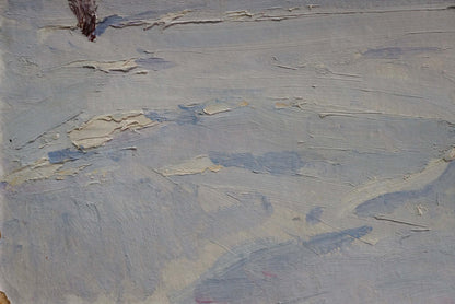 Textured impressionistic oil painting of winter landscape by Petrov Georgy Petrovich