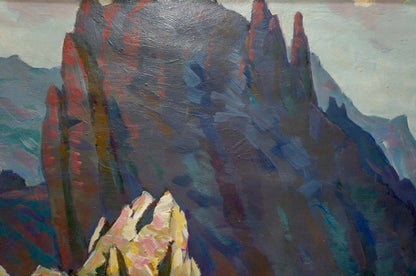 Oil painting of rugged rock mountains by Bakaev Sergey Ivanovich