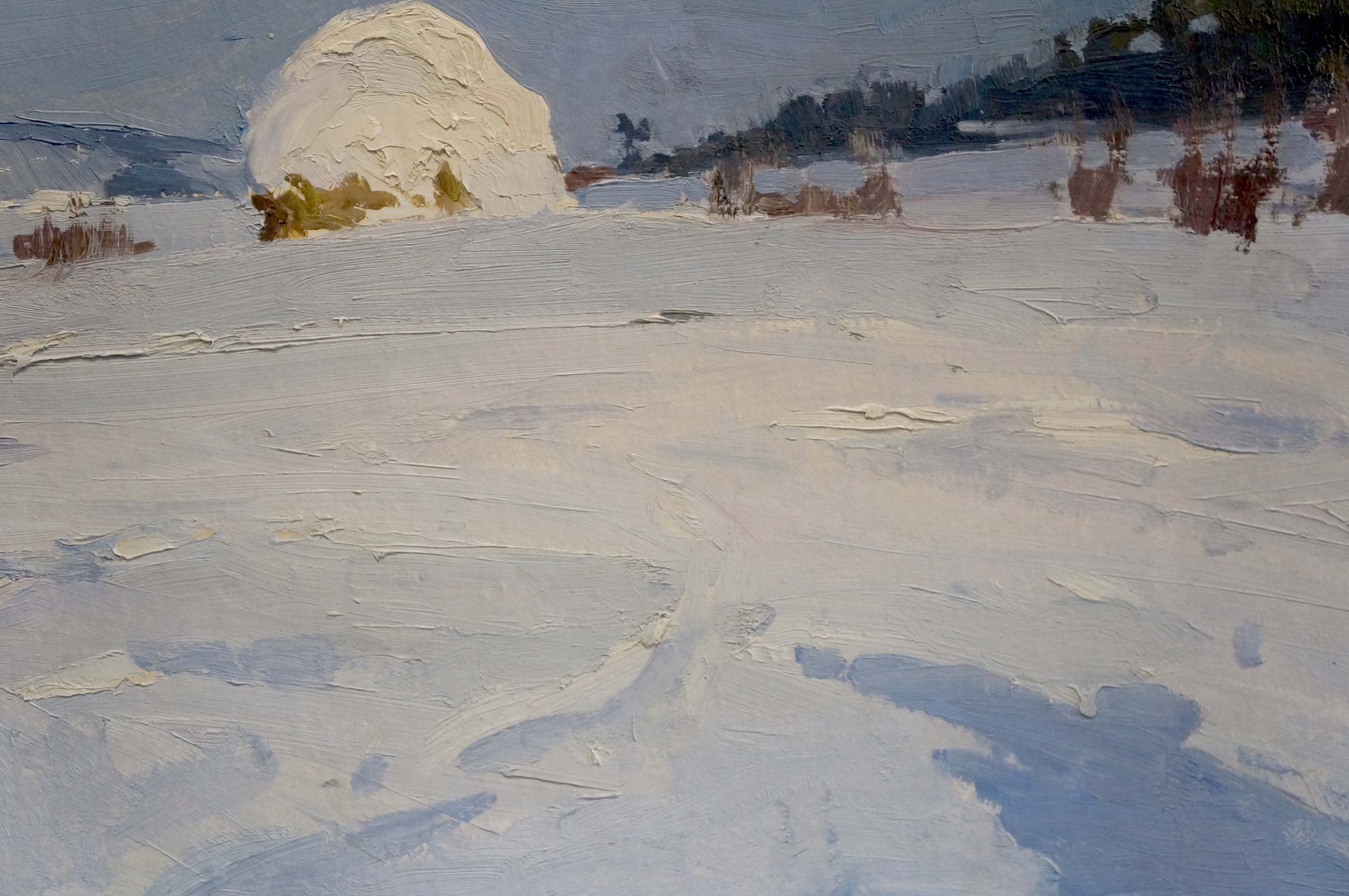 Oil painting of textured snow dome in winter landscape by Petrov Georgy Petrovich