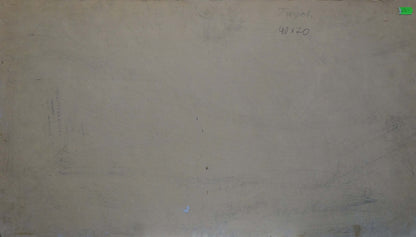 Back of Oil painting Winter landscape by Petrov Georgy Petrovich with faint pencil marks and green sticker