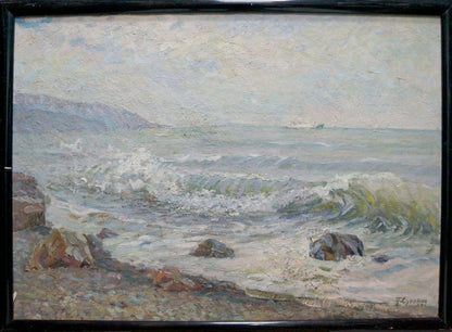 Oil painting Raging sea by Suponin Petr Mikhailovich, impressionist seascape