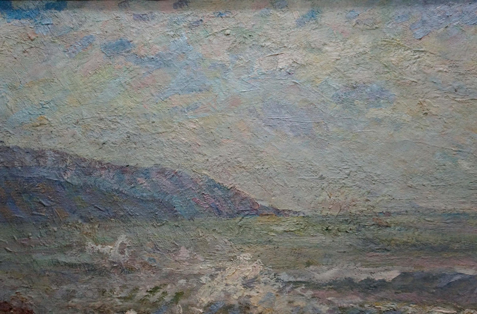 Oil painting Raging Sea by Suponin Petr Mikhailovich, misty coastal landscape