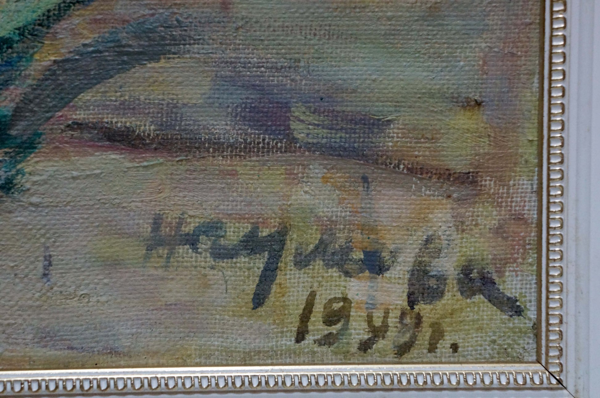 Signed 1946 oil painting by Naumova Tamara Sergeevna, June flowers on canvas