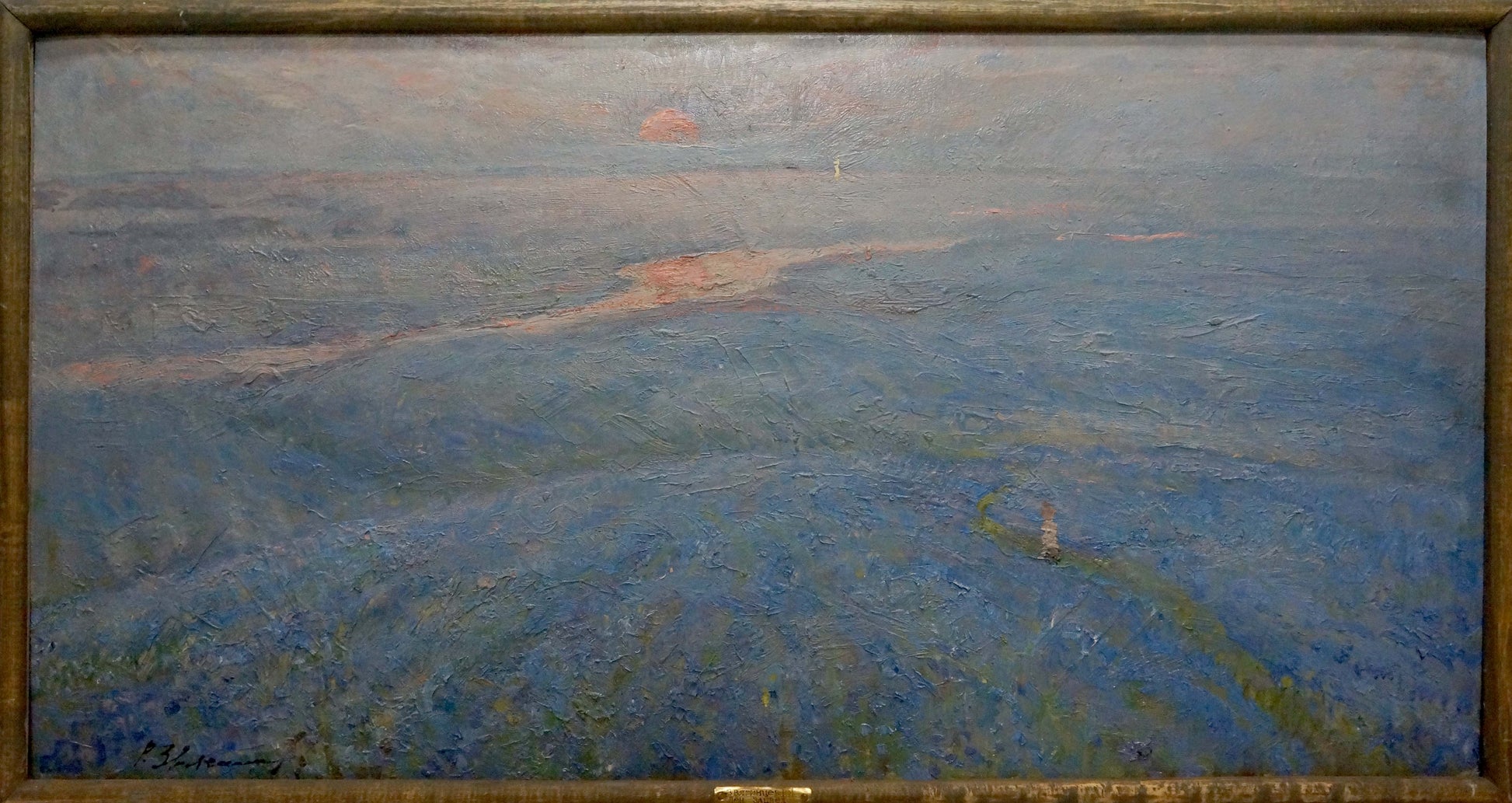 Framed impressionist oil painting Flax blossomed by Zvyagintsev Rostislav Mikhailovich