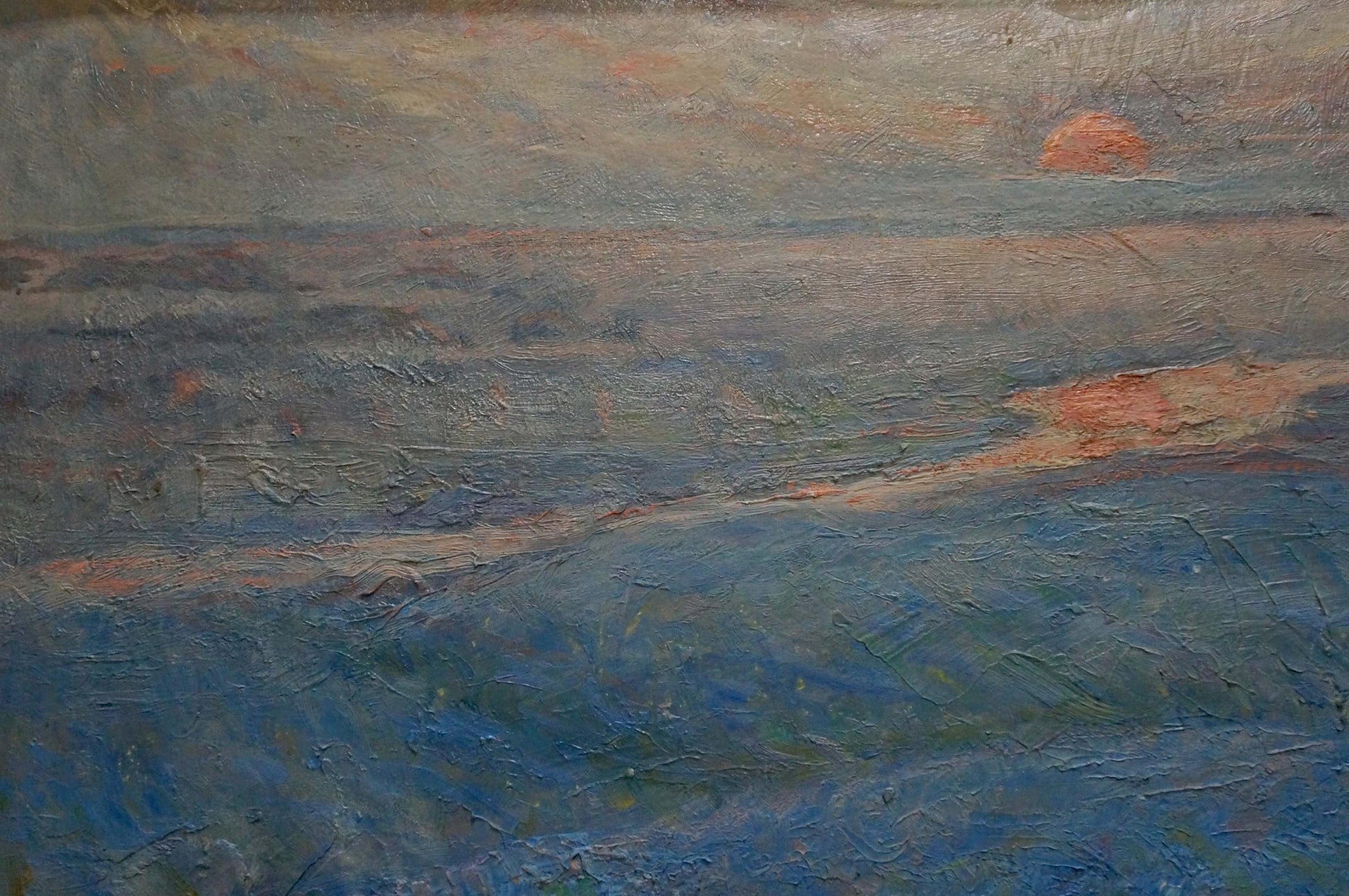 Oil painting of sunset over water by Zvyagintsev Rostislav Mikhailovich